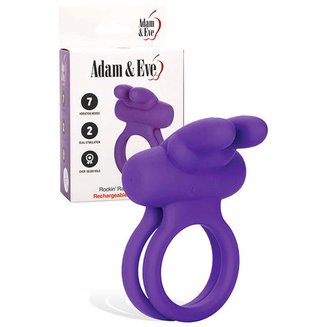 Adam & Eve ROCKIN' RABBIT - Purple USB Rechargeable Cock & Balls Ring - Naughty by Nature Adult Store