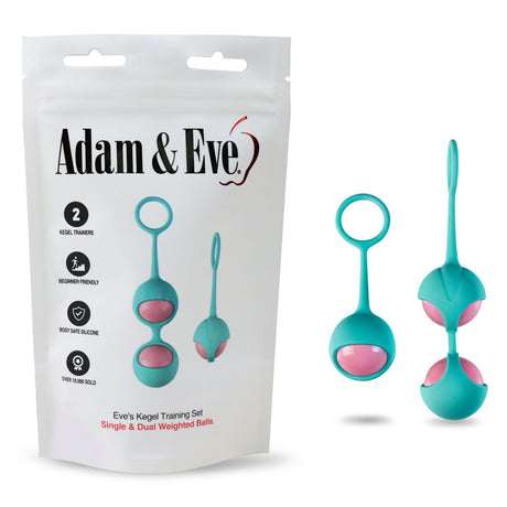 Adam & Eve Eve's Kegel Training Set - Teal/Pink Kegel Trainers - Set of 2 - Naughty by Nature Adult Store