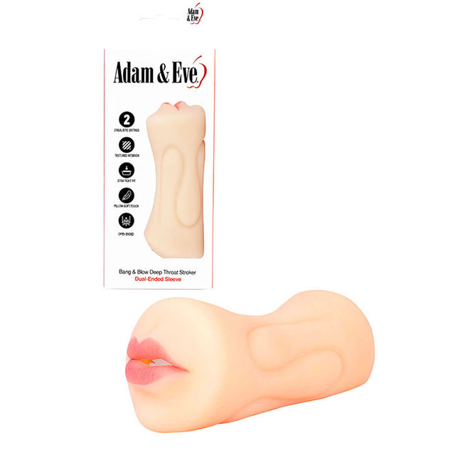Adam & Eve Bang & Blow Deep Throat Stroker - Flesh Vagina & Mouth Dual Ended Stroker - Naughty by Nature Adult Store