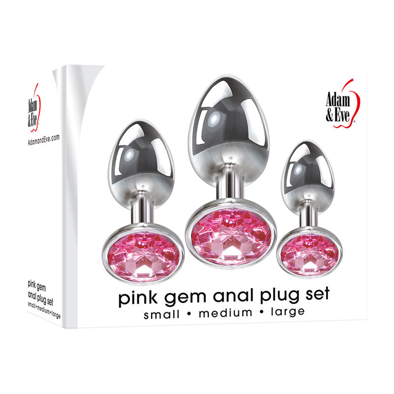 Adam & Eve Pink Gem Anal Plug Set - Set of 3 Sizes