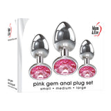 Adam & Eve Pink Gem Anal Plug Set - Set of 3 Sizes