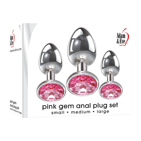 Adam & Eve Pink Gem Anal Plug Set - Set of 3 Sizes