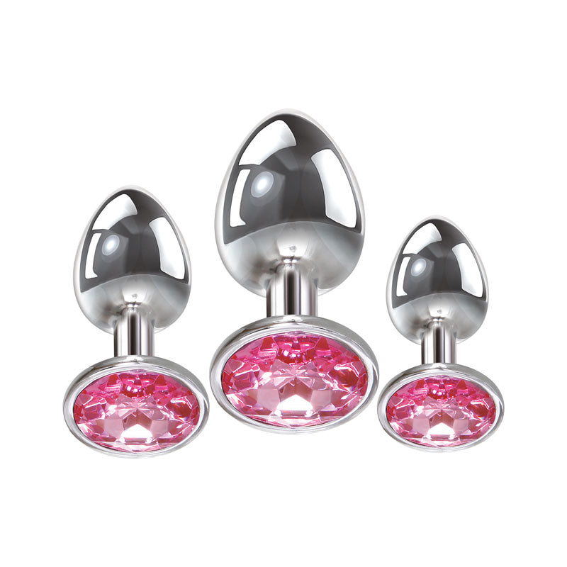 Adam & Eve Pink Gem Anal Plug Set - Set of 3 Sizes