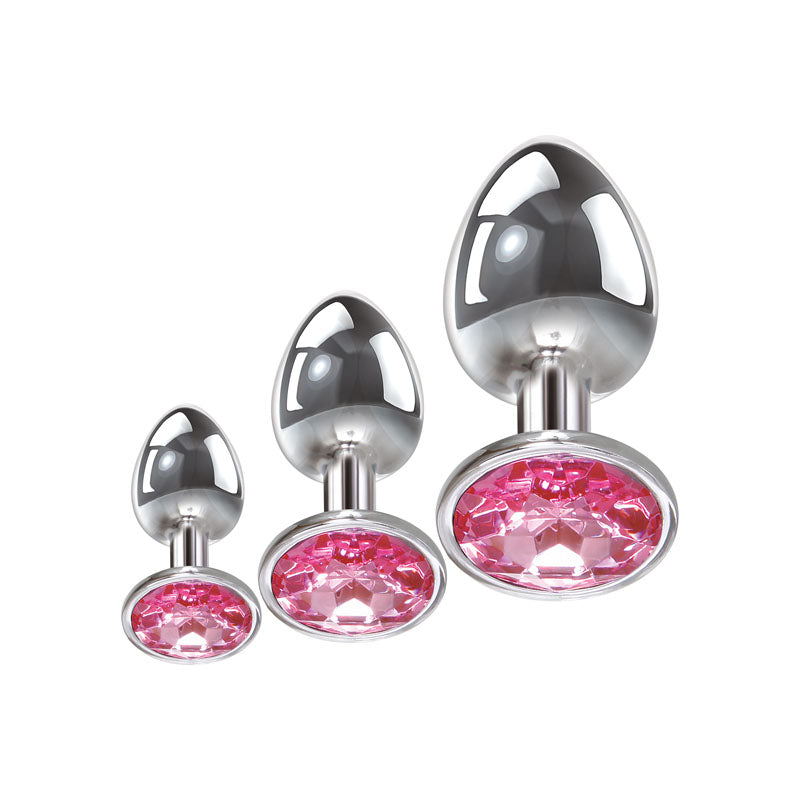 Adam & Eve Pink Gem Anal Plug Set - Set of 3 Sizes