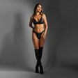 EDGE Zipper Bralette & Panty - M/L - Black - M/L Size - Naughty by Nature Adult Store