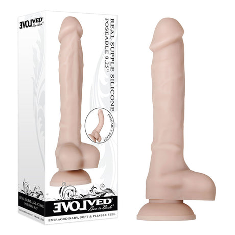 Evolved Real Supple Silicone Poseable 8.25'' - Flesh 21 cm Poseable Silicone Dong - Naughty by Nature Adult Store