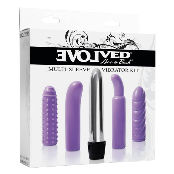 Multi-Sleeve Vibrator Kit - Silver Vibrator with 4 Sleeves - Naughty by Nature Adult Store