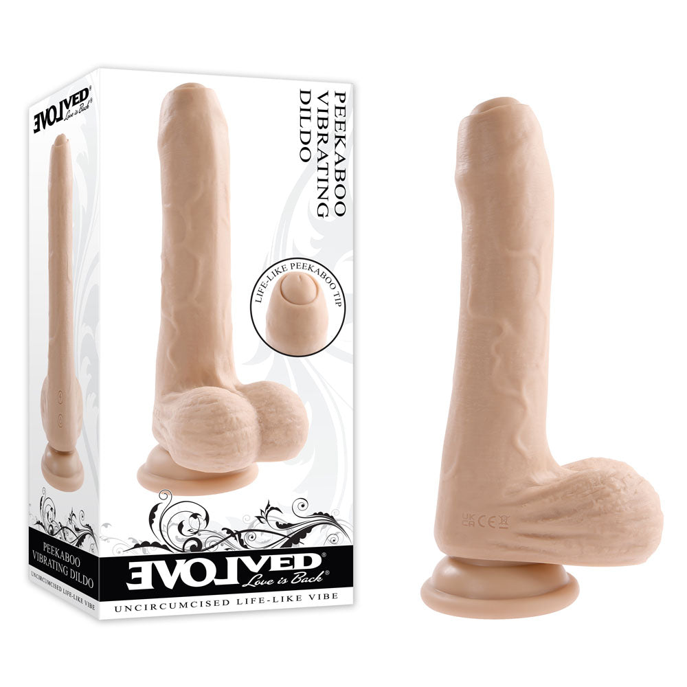Evolved PEEK A BOO VIBRATING DILDO LIGHT - Flesh 20.3 cm USB Rechargeable Vibrating Uncut Dong - Naughty by Nature Adult Store