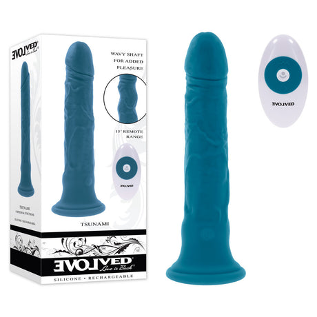 Evolved TSUNAMI - Blue 18.4 cm USB Rechargeable Vibrating Dong with Remote Control - Naughty by Nature Adult Store