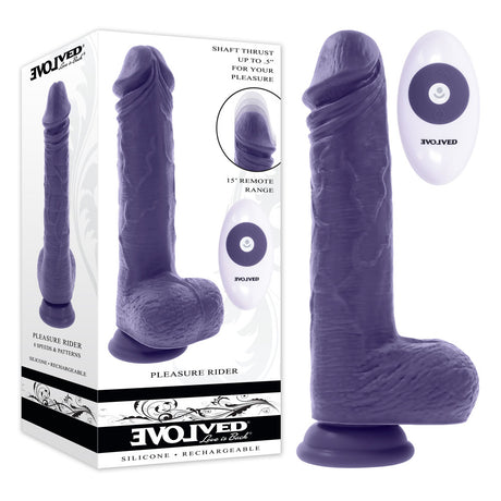 Evolved PLEASURE RIDER - Blue 22.2 cm USB Rechargeable Vibrating & Thrusting Dong with Remote - Naughty by Nature Adult Store