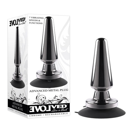 Evolved ADVANCED METAL PLUG - Black Chrome 13.8 cm USB Rechargeable Vibrating Butt Plug - Naughty by Nature Adult Store