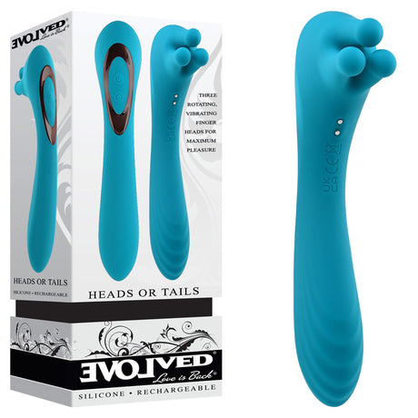 Evolved HEADS OR TAILS - Blue 19.3 cm USB Rechargeable Dual Ended Massager - Naughty by Nature Adult Store