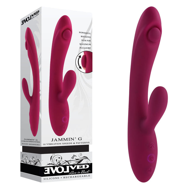 Evolved JAMMIN' G - Burgundy 20.1 cm USB Rechargeable Rabbit Vibrator - Naughty by Nature Adult Store