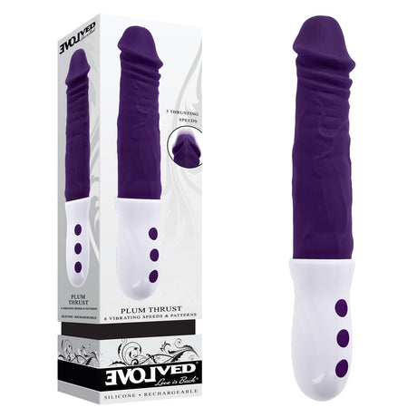 Evolved PLUM THRUST - Purple 29 cm USB Rechargeable Thrusting Vibrator - Naughty by Nature Adult Store