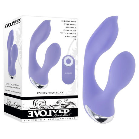 Evolved EVERY WAY PLAY - Purple 12.8 cm USB Rechargeable Rabbit Vibrator with Wireless Remote Control - Naughty by Nature Adult Store