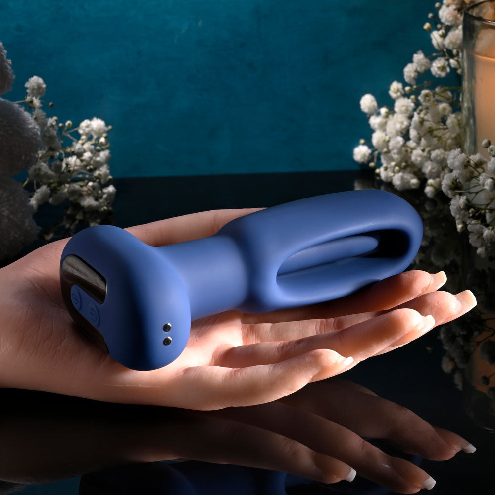 Evolved THE FLAPPER - Blue 14 cm USB Rechargeable Vibrating and Flapping Butt Plug with Remote - Naughty by Nature Adult Store