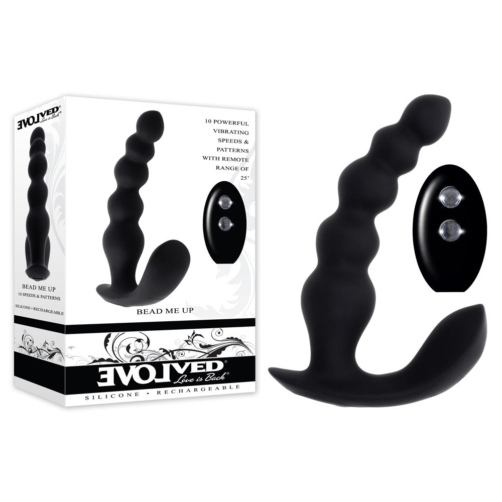 Evolved BEAD ME UP - Black 16.8 cm USB Rechargeable Vibrating Anal Beads with Wireless Remote - Naughty by Nature Adult Store