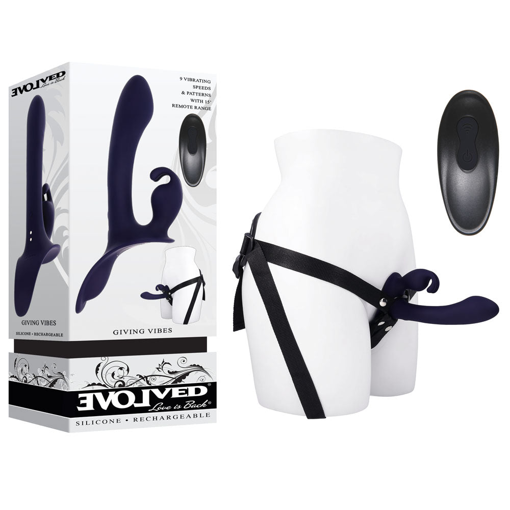 Evolved GIVING VIBES -  Vibrating Strap-On with Remote