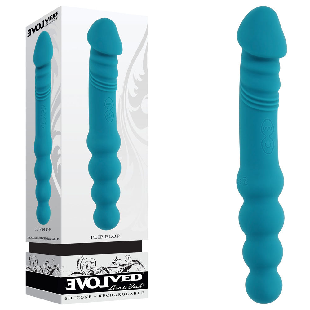 Evolved FLIP FLOP - Blue 23.1 cm USB Rechargeable Dual Ended Vibrator - Naughty by Nature Adult Store