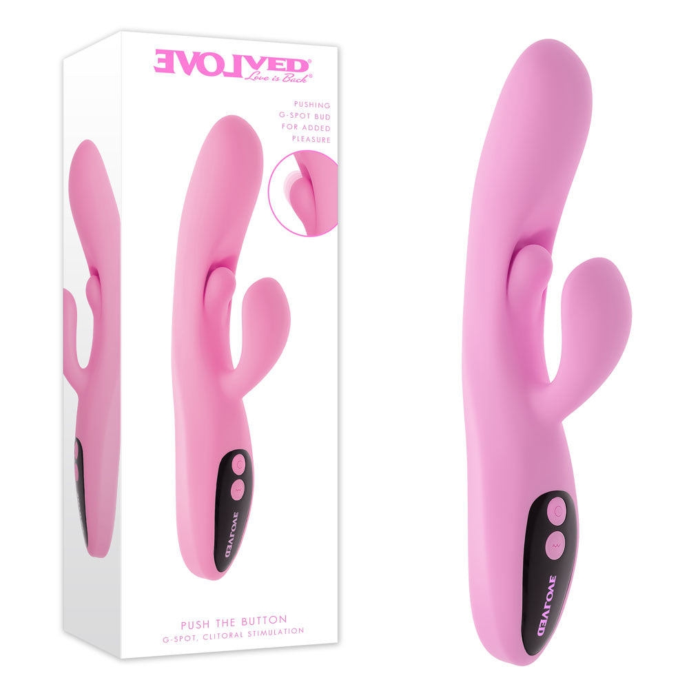 Pink 23.5cm USB rechargeable rabbit vibrator with a G-spot bud and clitoral stimulator.