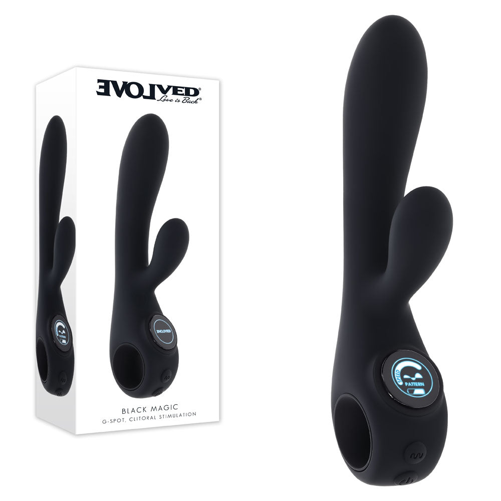 Evolved Black Magic 20 cm USB Rechargeable Rabbit Vibrator With LED Screen