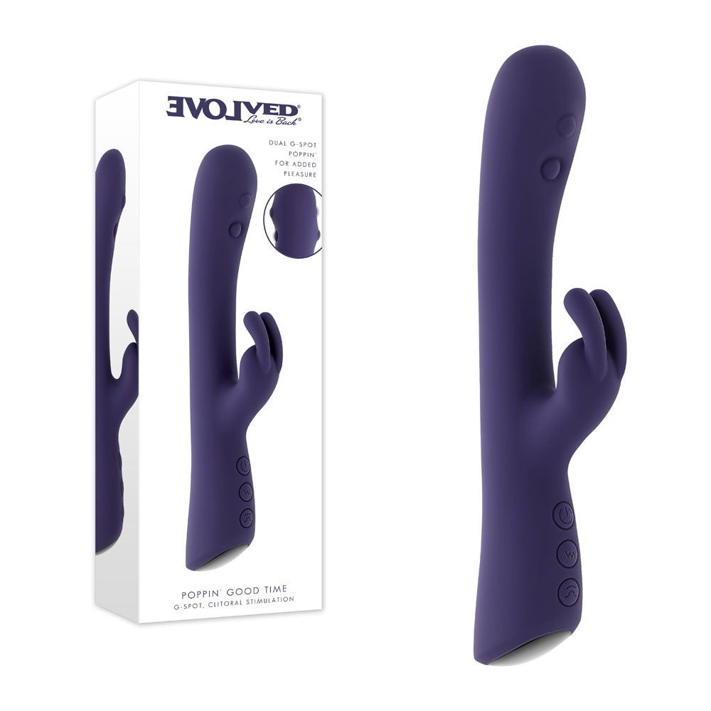 Evolved Poppin Good Time Purple 20 cm USB Rechargeable Rabbit Vibrator
