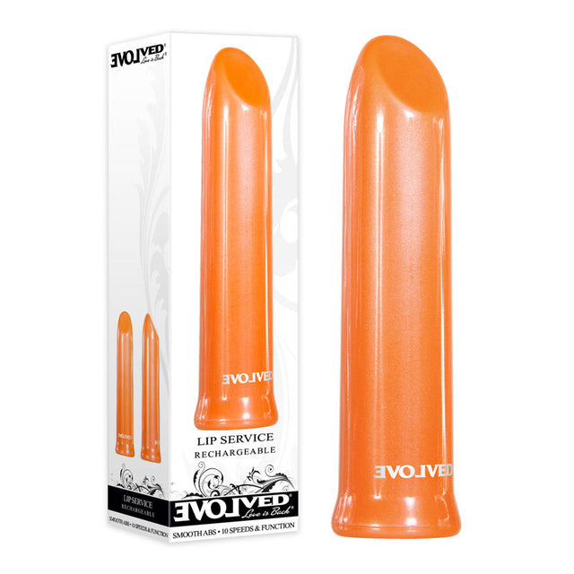 Evolved Lip Service - Orange 10 cm USB Rechargeable Lipstick Vibrator - Naughty by Nature Adult Store