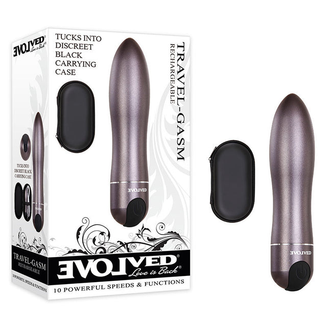 Evolved Travel-Gasm - Gray 9 cm USB Rechargeable Bullet with Travel Case - Naughty by Nature Adult Store