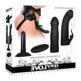 Evolved HEAVENLY HARNESS - Black Rechargeable Strap-On Kit