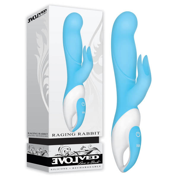 Evolved Raging Rabbit - Blue 20.3 cm (8'') USB Rechargeable Rabbit Vibrator - Naughty by Nature Adult Store
