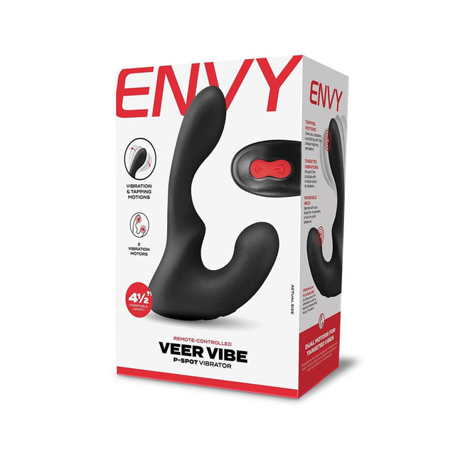 Envy Veer Vibe P-Spot Vibrator - Black USB Rechargeable Prostate Vibrator with Wireless Remote - Naughty by Nature Adult Store
