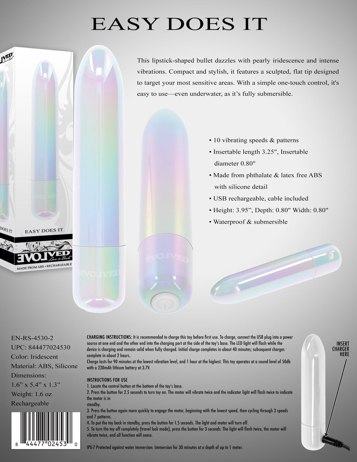Evolved EASY DOES IT - Pearlescent White 10 cm Bullet