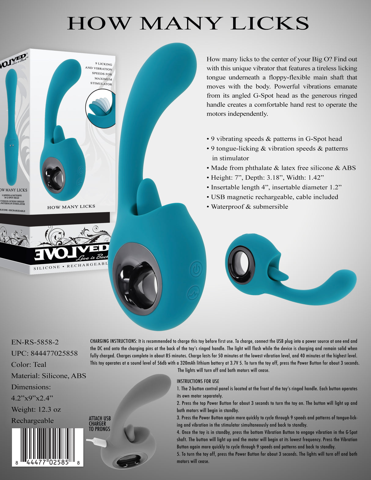 Evolved HOW MANY LICKS -  Vibrator with Flicking Stimulator - Naughty by Nature Adult Store