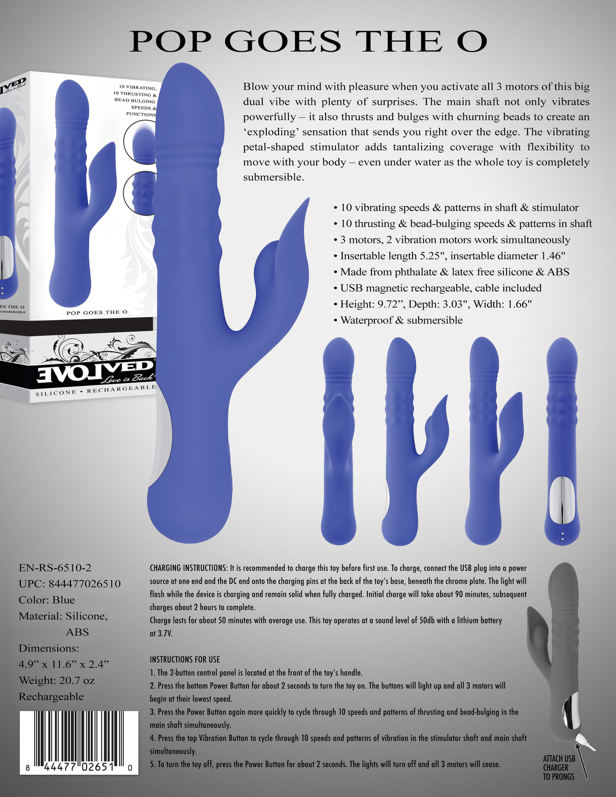 Evolved POP GOES THE O - Thrusting & Bulging Rabbit Vibrator