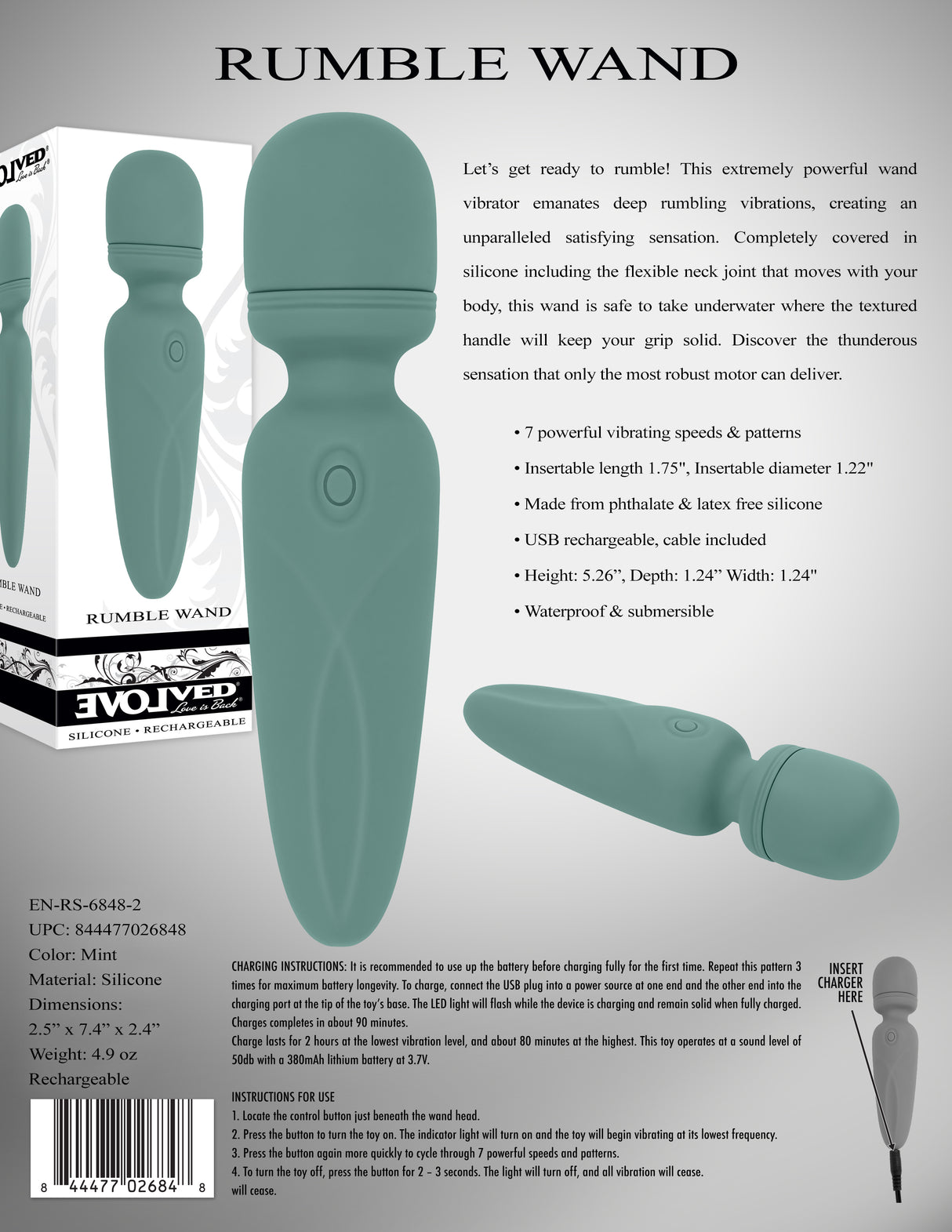 Evolved RUMBLE WAND - Olive Green Mini Massage Wand