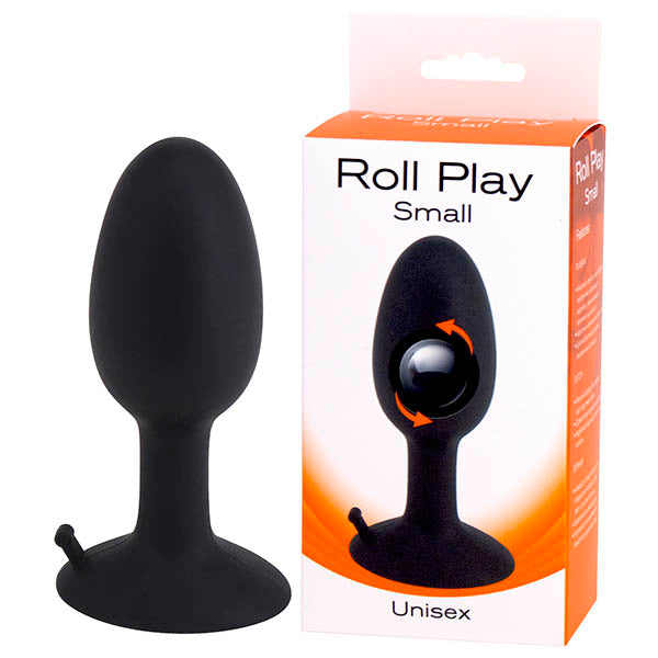 Roll Play - Black Small 8 cm Butt Plug with Internal Ball - Naughty by Nature Adult Store