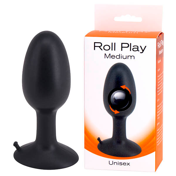 Roll Play - Black Medium 10 cm Butt Plug with Internal Ball - Naughty by Nature Adult Store