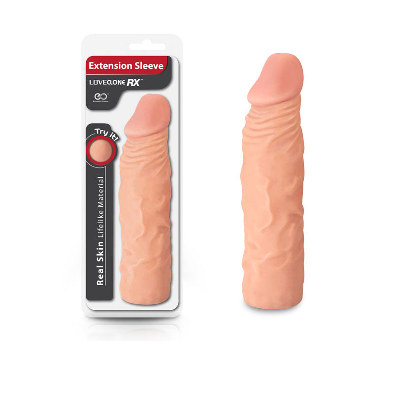 LoveClone RX Extension Sleeve - Flesh - Flesh 20 cm Penis Extender Sleeve - Naughty by Nature Adult Store