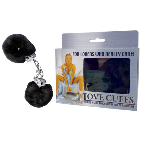 Love Cuffs - Black Fluffy Hand Cuffs - Naughty by Nature Adult Store