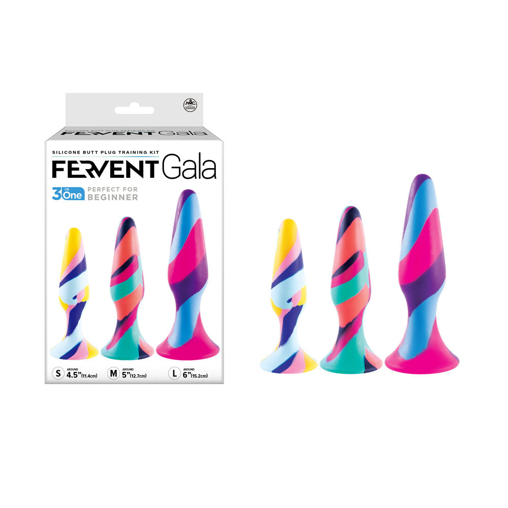Fervent Gala Anal Training Kit - Multicoloured Butt Plugs - Set of 3 Sizes - Naughty by Nature Adult Store