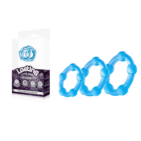 Lasting Love Ring 3 Piece Set - Blue - Blue Beaded Cock Rings - Set of 3 Sizes - Naughty by Nature Adult Store