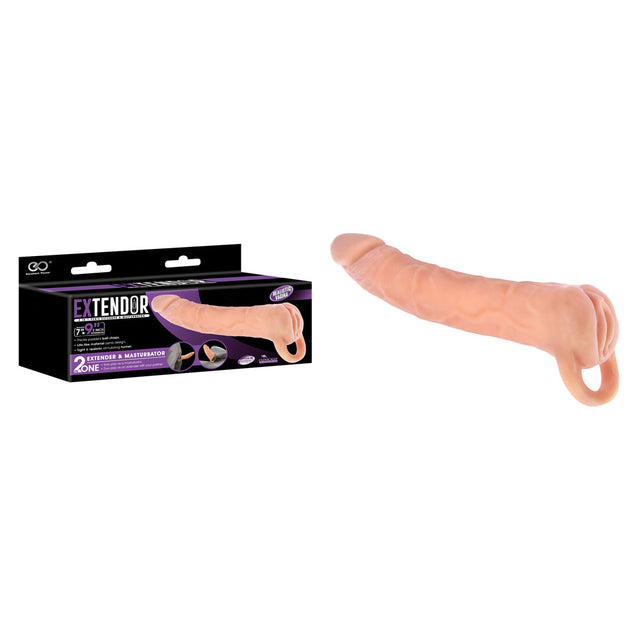 Extendor 9'' 2-in-1 Penis Extender & Masturbator - Flesh 22.9 cm Penis Extension Sleeve with Vagina Opening - Naughty by Nature Adult Store