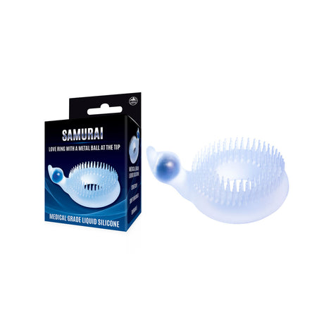 Samurai - Clear Cock Ring with Metal Ball at Tip - Naughty by Nature Adult Store