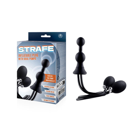 Strafe - Black Inflatable Butt Plug with Dual Hand Pumps - Naughty by Nature Adult Store