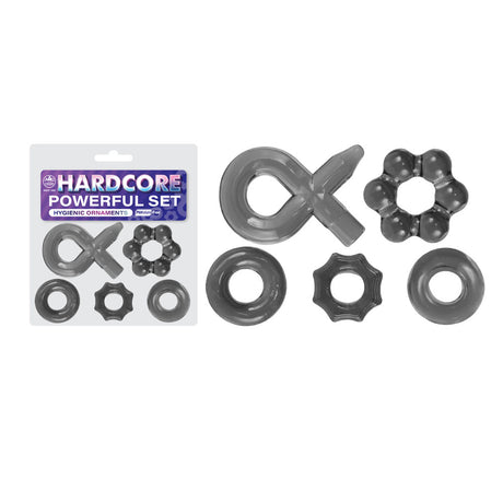 Hardcore Powerful Set Cock Rings - Set of 5 - Smoke Cock Rings - Set of 5 - Naughty by Nature Adult Store
