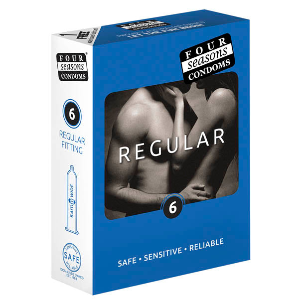 Four Seasons Regular Condoms - Regular Fit Lubricated Condoms - 6 Pack - Naughty by Nature Adult Store