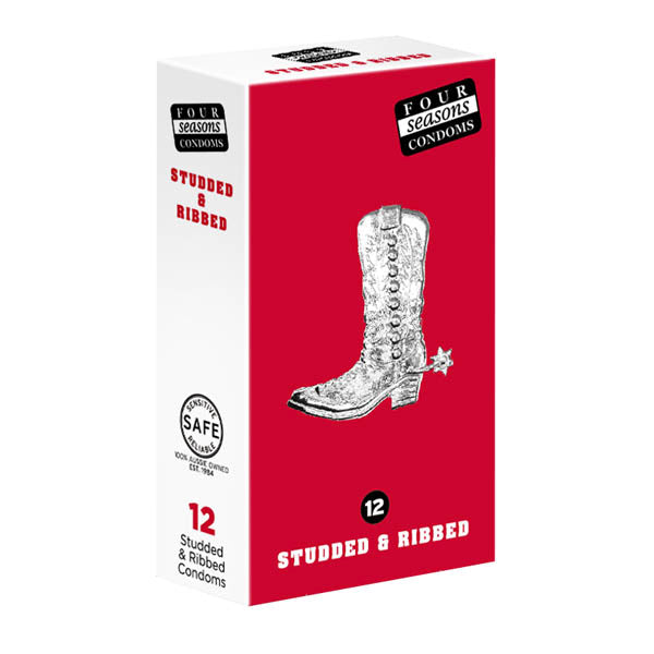 Studs & Ribs Condoms - Studded & Ribbed Lubricated Condoms - 12 Pack - Naughty by Nature Adult Store