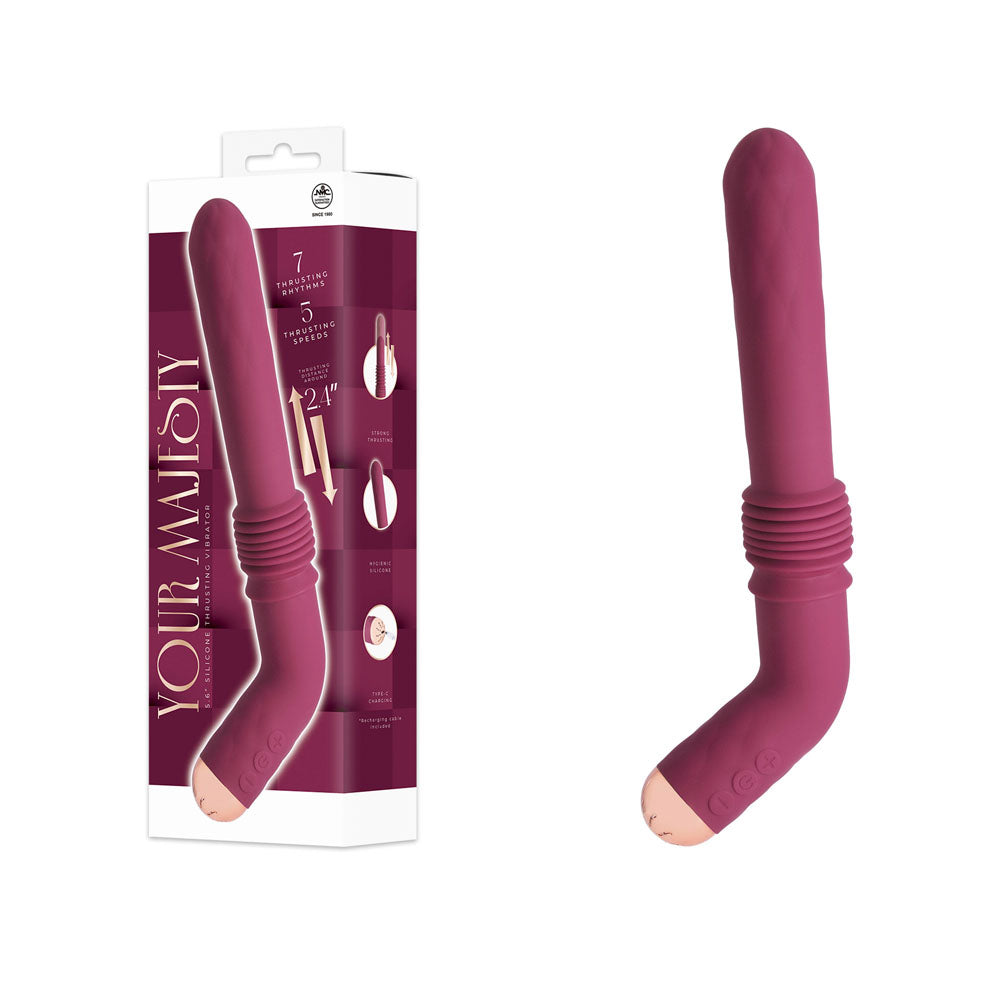Your Majesty Maroon USB C Rechargeable Thrusting Vibrator
