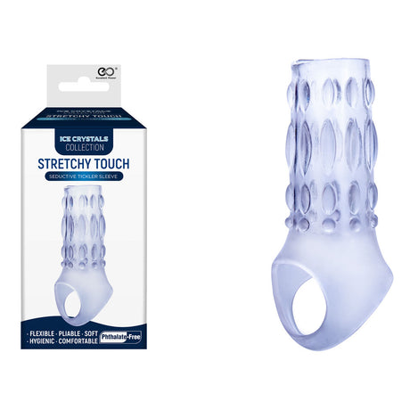 Ice Crystals Stretchy Touch Tickler Sleeve - Clear - Naughty by Nature Adult Store