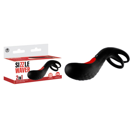 Sizzle Waver - Black USB Rechargeable Vibrating Cock Ring - Naughty by Nature Adult Store